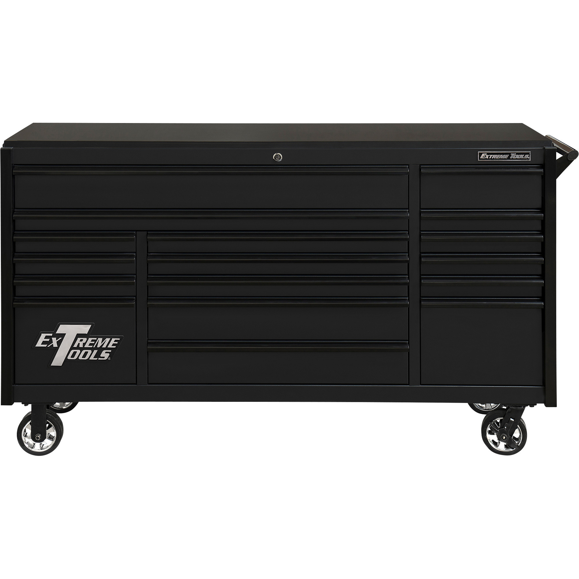 Extreme Tools DX Series Roller Cabinet - 72in., 17 Drawers, Triple Bank, Matte Black, Model# DX722117RCMBBK